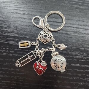 NWOT - Brighton Retired "Heavenly Cross" Key Ring/Key Chain W/ Locket